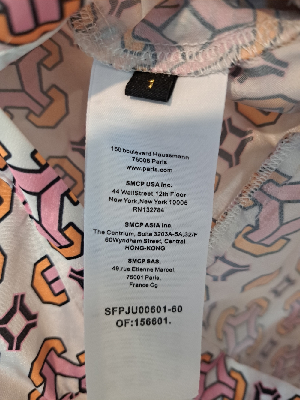 Maje Cream Midi Shirt Dress with Pink, Orange & Blue Geometric Print - Picture 4 of 6